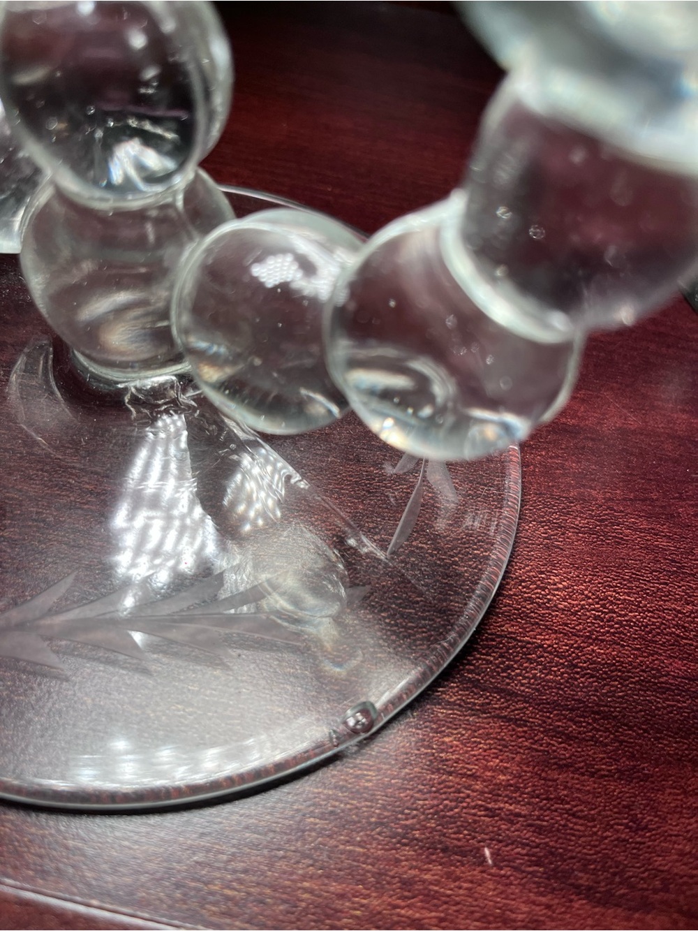 Vintage Paden City Glass Double Candlestick Holders Clear Bubble Glass Unmarked - Picture 8 of 9